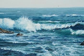 Amazon.co.jp: 真作保証 矢部明「房総の海」油絵4号(33cmx24cm